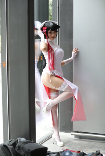 图片[3]-P3046 极品高开衩旗袍白色丝袜美腿美眉 【62P】-禾野套图